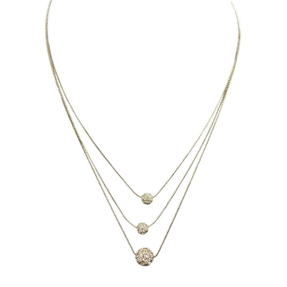 Premier Designs Clear Rhinestone Ball Multi-Strand Chain Layered Neckline - Picture 1 of 5